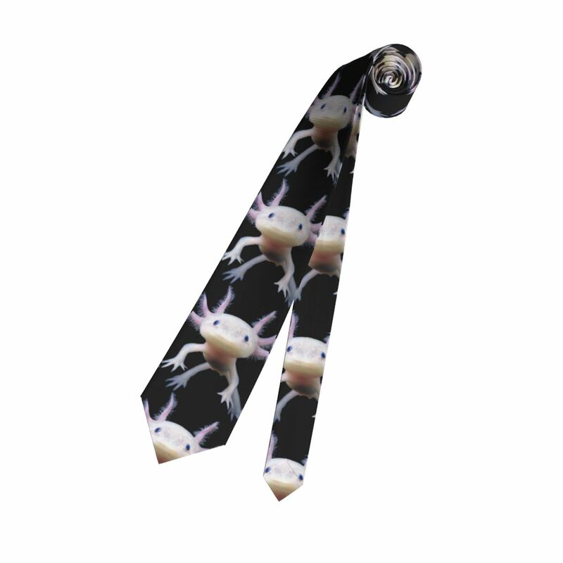 남성용 맞춤형 실크 도롱뇽 동물 비즈니스 넥타이, 포멀한 귀여운 Axolotl 넥타이