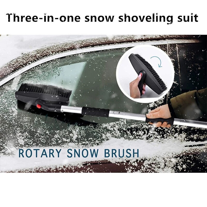 Destacável e telescópica carro inverno pá de neve pá de neve de aço inoxidável pá de gelo escova de neve para o caminhão de carro