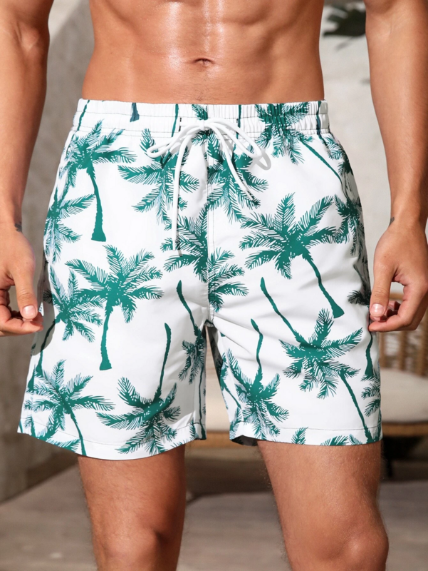 Мужские пляжные шорты на шнуровке, модные Гавайские плавки с эластичным поясом, дышащие Градиентные Шорты с 3D принтом, лето