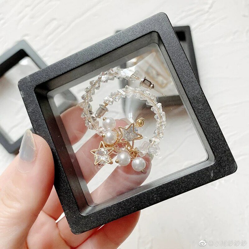 10 buah Set 3D mengambang tampilan kasus berdiri pemegang suspensi penyimpanan untuk liontin kalung gelang cincin koin Pin hadiah kotak perhiasan