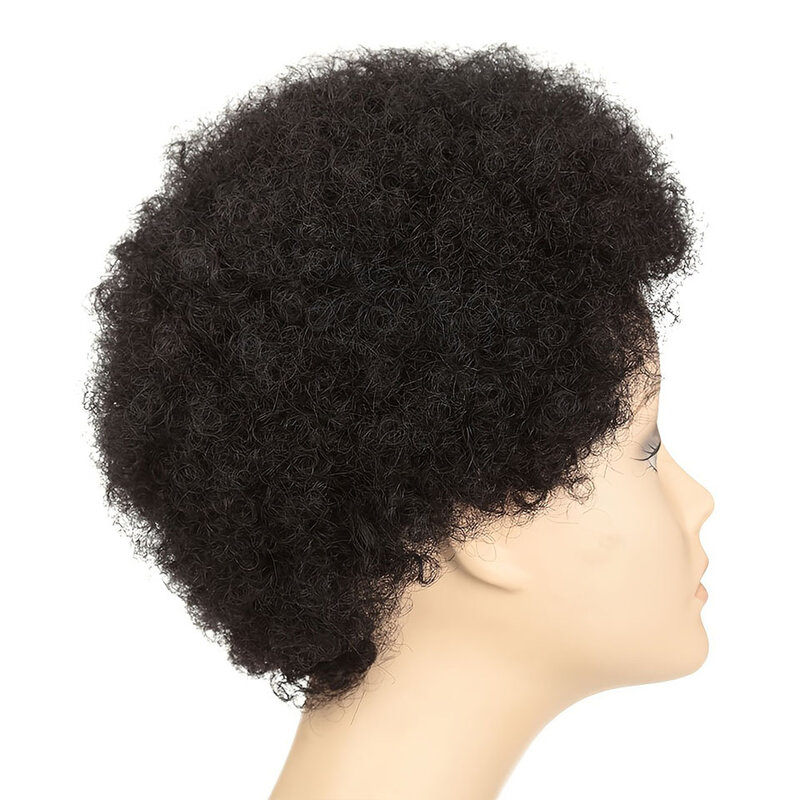 شعر مستعار قصير كينكي مجعد قطع بيكسي شعر بشري برازيلي للنساء ، أسود طبيعي ، بدون غراء