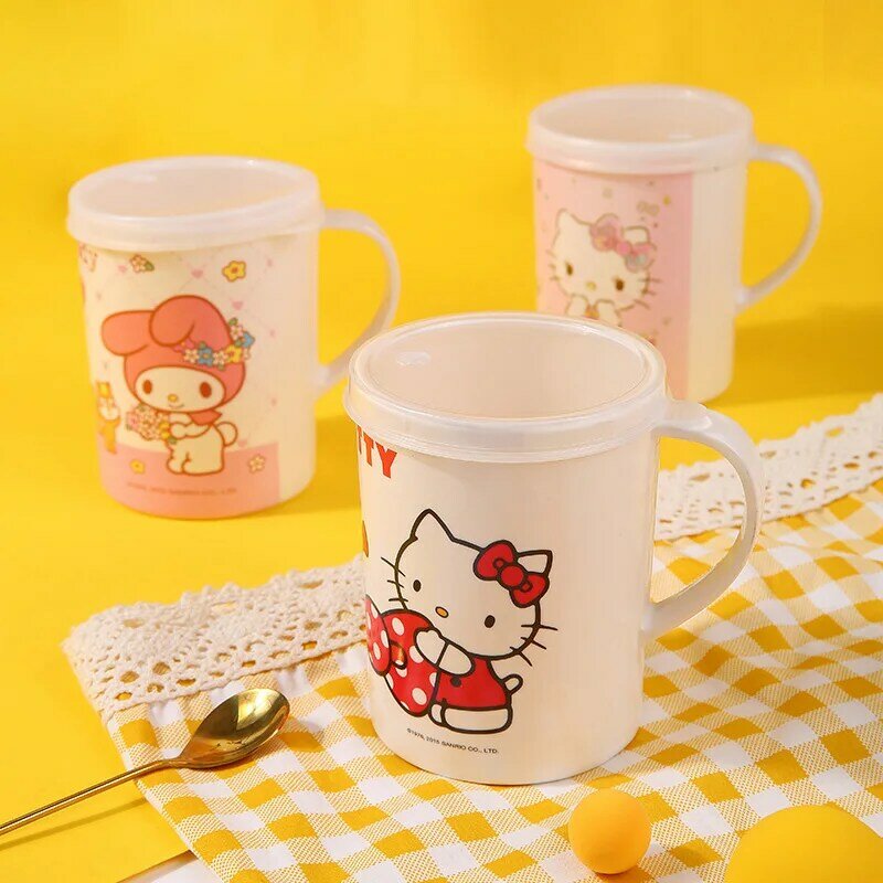 390ml Sanrio Hello Kitty zastawa stołowa kubki do picia dla dzieci do użytku domowego, odporne na upadki kubki dla dzieci, słodkie kubki na wodę