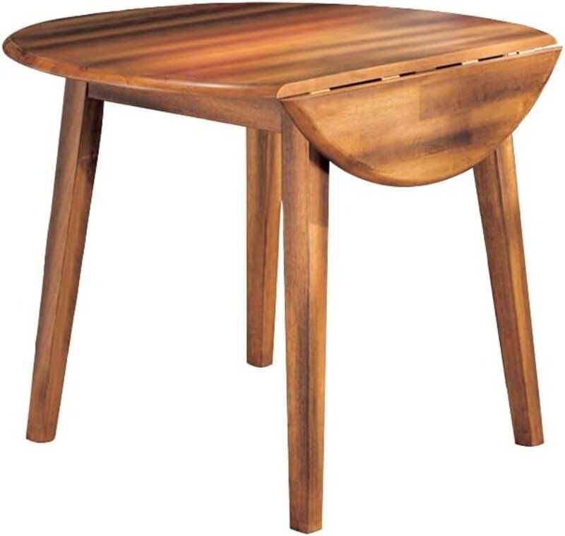 Design firmato di Ashley Berringer tavolo rotondo con foglia a goccia per sala da pranzo, marrone rustico