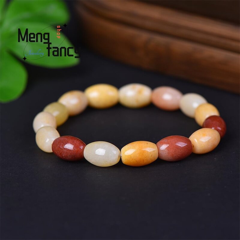 Natural Golden Silk Jade Gobi Tri-colour Bracelet Simple Exquisite Sexy Young Girls Fashion Jewelry Best Selling Holiday Gifts