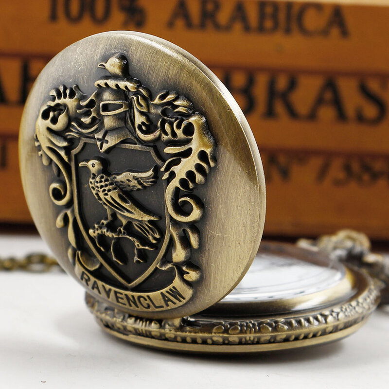 Brązowy/Grey Vintage rzeźbiony ptak kieszonkowy zegarek kolekcja Steampunk kreatywny męski łańcuszek naszyjnik prezent dla dziadka
