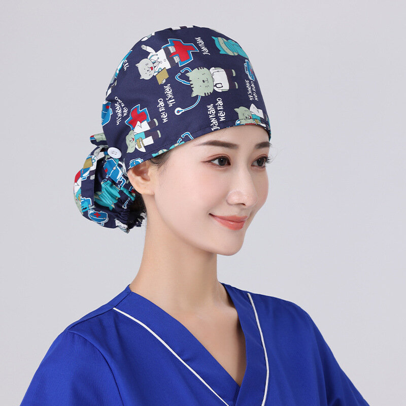 女性の長い髪のカバー,シェフのキャップ,看護帽子,ターバン,綿の看護帽子