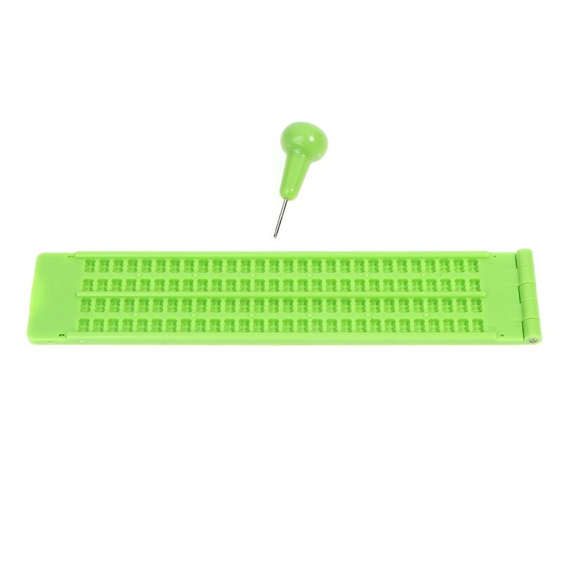 Braile plástico que escreve ardósia portátil prático visão cuidados com stylus escola de plástico aprendizagem verde ferramenta acessório