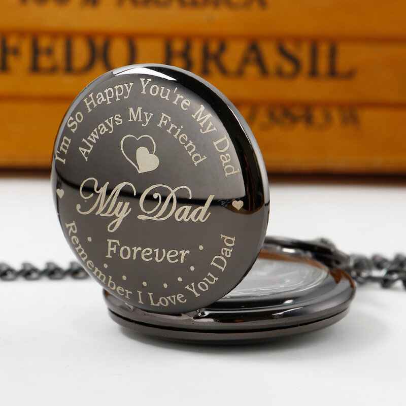 Reloj de bolsillo de cuarzo clásico, collar de acero redondo Vintage de alta calidad, regalo para papá