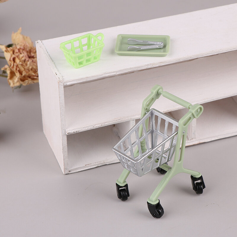 1/12 imitacja domku dla lalek wózek na zakupy taca koszyk Mini Supermarket akcesoria dla lalek dekoracja domu