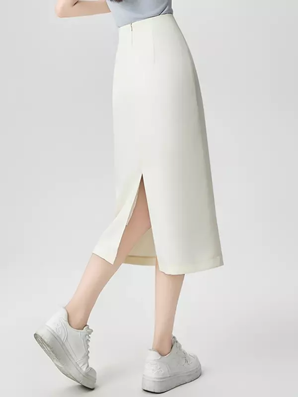 Sommer chinesischen Stil grundlegende hohe Taille schlanke weibliche Röcke neue süße Mode Büro Damen schick geteilt einfache lässige Frauen röcke