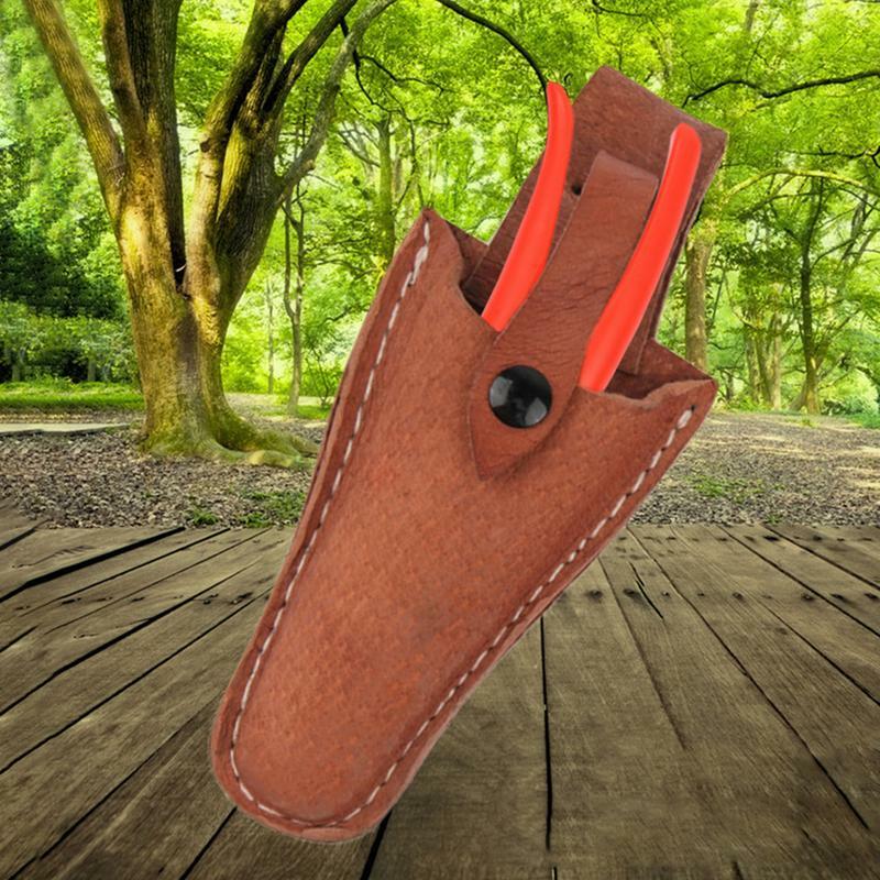 Gardening Scissors Bag Cowhide Pruner Storage Bag Practical Home Supplies With Buckle Electrician Pruning Gardening Pouch