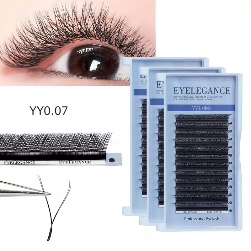 EYELEGANCE 2D YY Lashes Fake Eyelashes Individuals Lashes B/C/D 8-15mm Natural Soft Eyelashes Extension Supplies Makeup