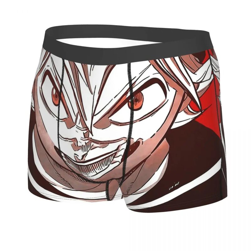 Novidade Asta Anime Boxer Shorts para Homens, Calcinha Trevo Preto, Cuecas, Roupa Interior, Cuecas Respiráveis, Tamanho Masculino