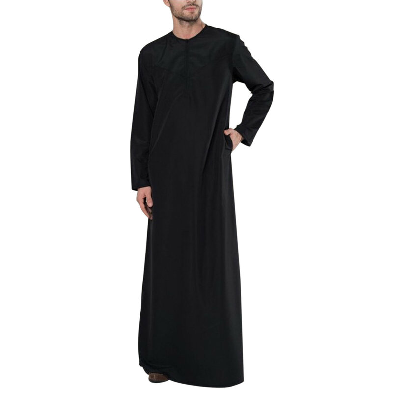 Herren lässig lose muslimische arabische Dubai Robe Langarm Reiß verschluss Hemd Langarm Herren hemden
