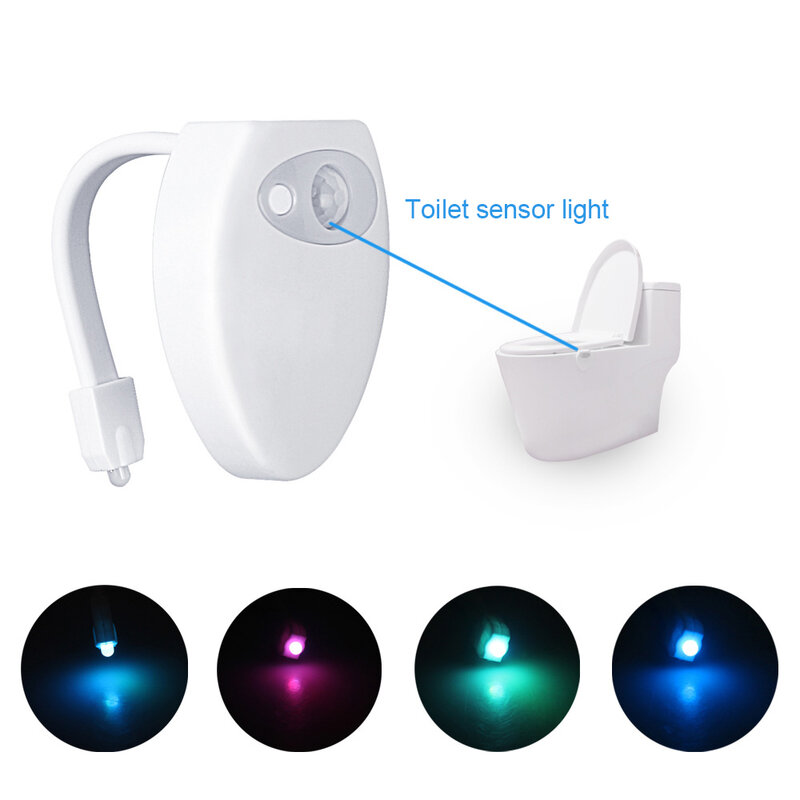 Sensore di movimento luci per WC USB LED colori ricaricabili impermeabili per vasca a puntale WC lampada Luminaria per bagno