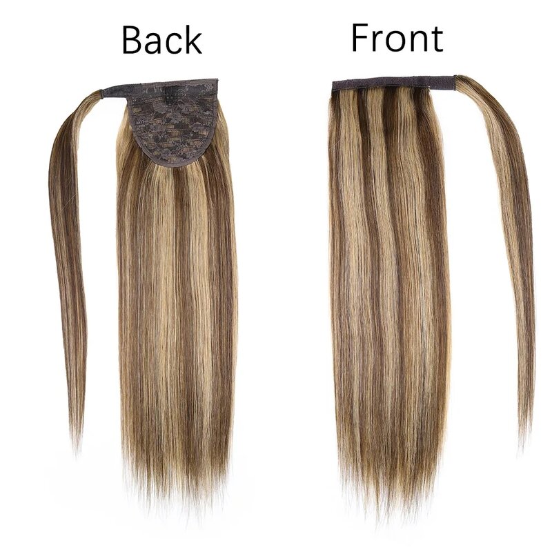 Estensioni dei capelli umani coda di cavallo dritta capelli Remy fatti a macchina Magic Wrap Around Clip nelle estensioni dei capelli coda di cavallo P4/27 #