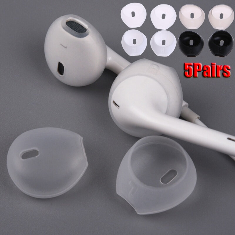 1/5 pasang earphone silikon anti-hilang, tutup telinga untuk Airpods iPhone 5/6/7/8S headphone Headset Eartip Earbuds penutup lembut