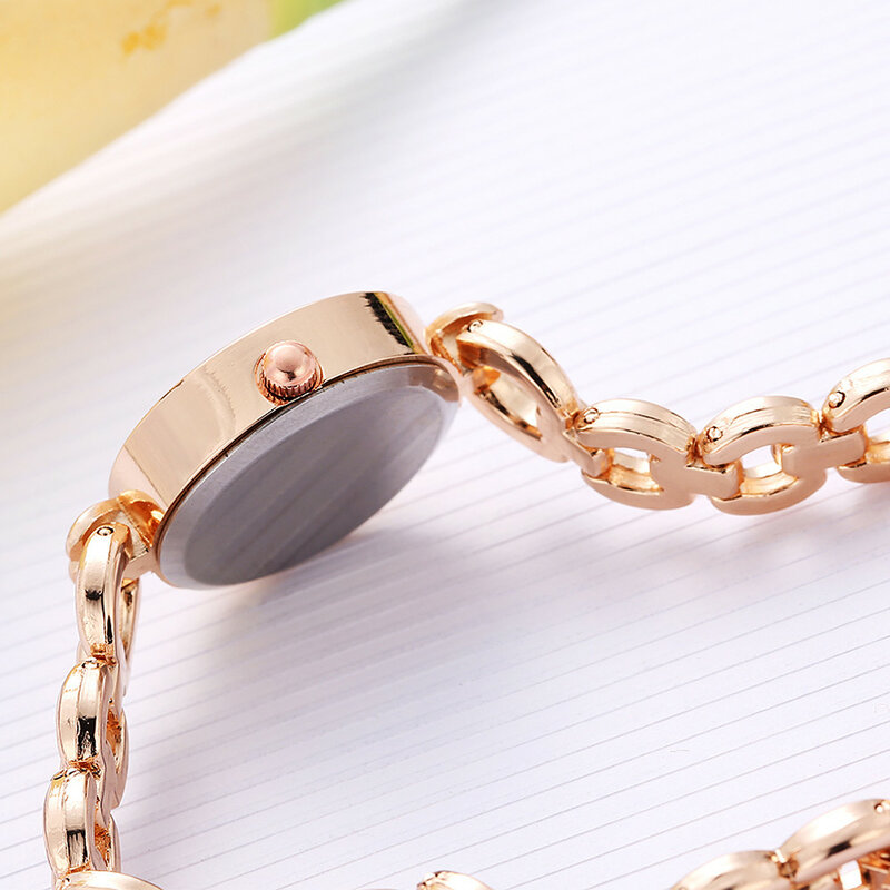Moda zegarki luksusowe dla kobiet Unisex ze stali nierdzewnej Rhinestone moda kwarcowy zegarek na prezent Top marka złoty srebrny Montre