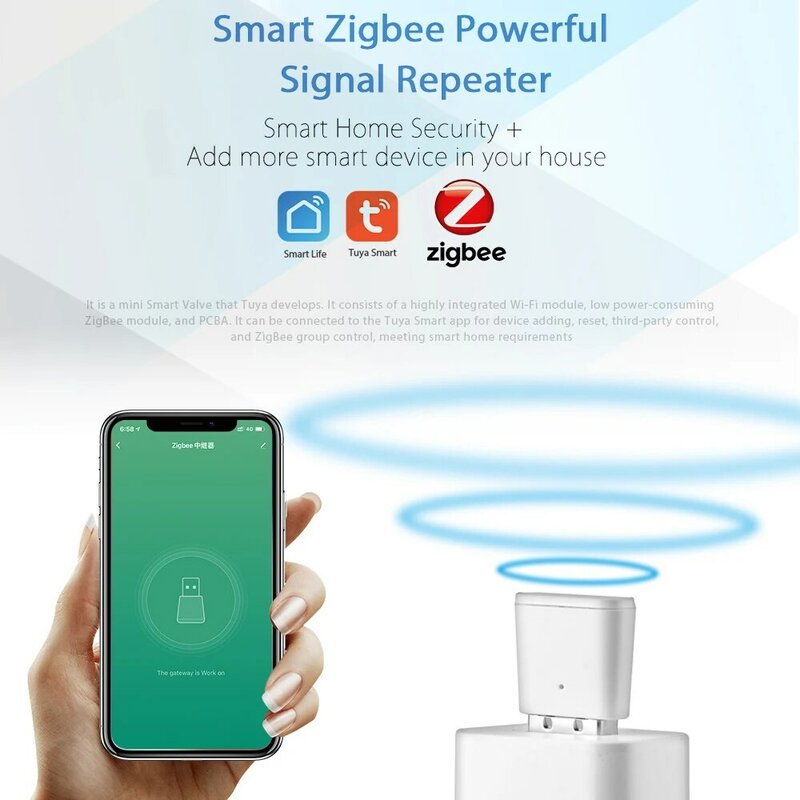 Tuya-ZigBee 3.0 미니 신호 증폭기 리피터 신호 범위 확장기, 스마트 홈 스마트 앱 제어 ZigBee gateway와 함께 작동
