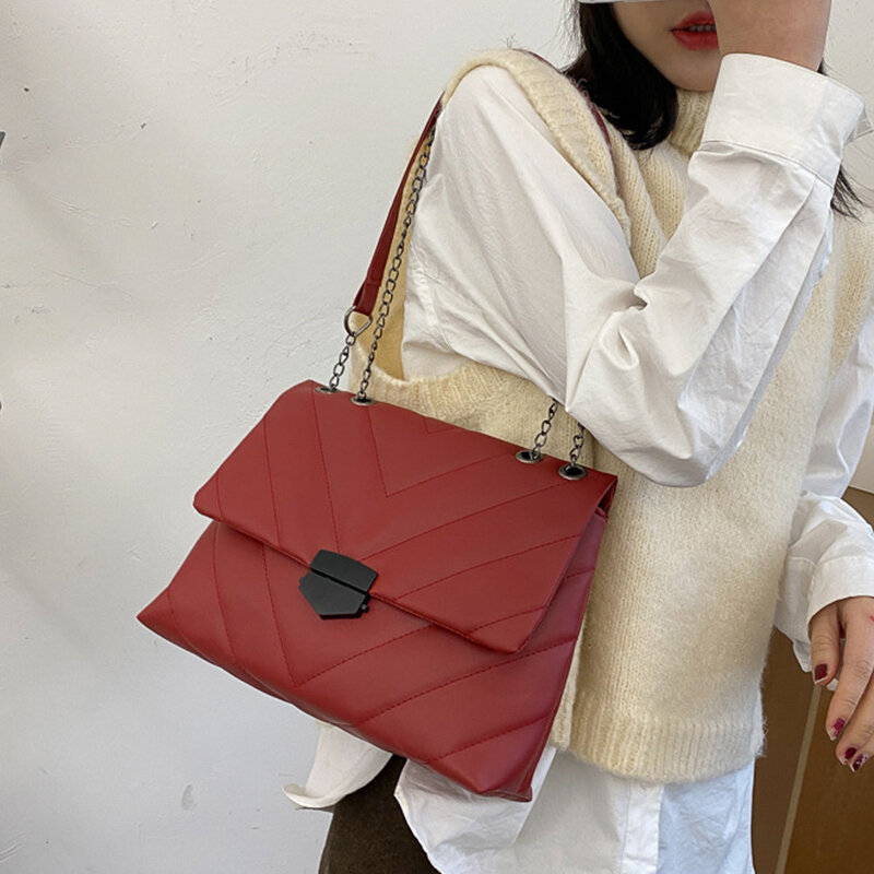 Модные трендовые сумки на плечо с узором для женщин, однотонные повседневные дамские сумочки через плечо из искусственной кожи в стиле ретро