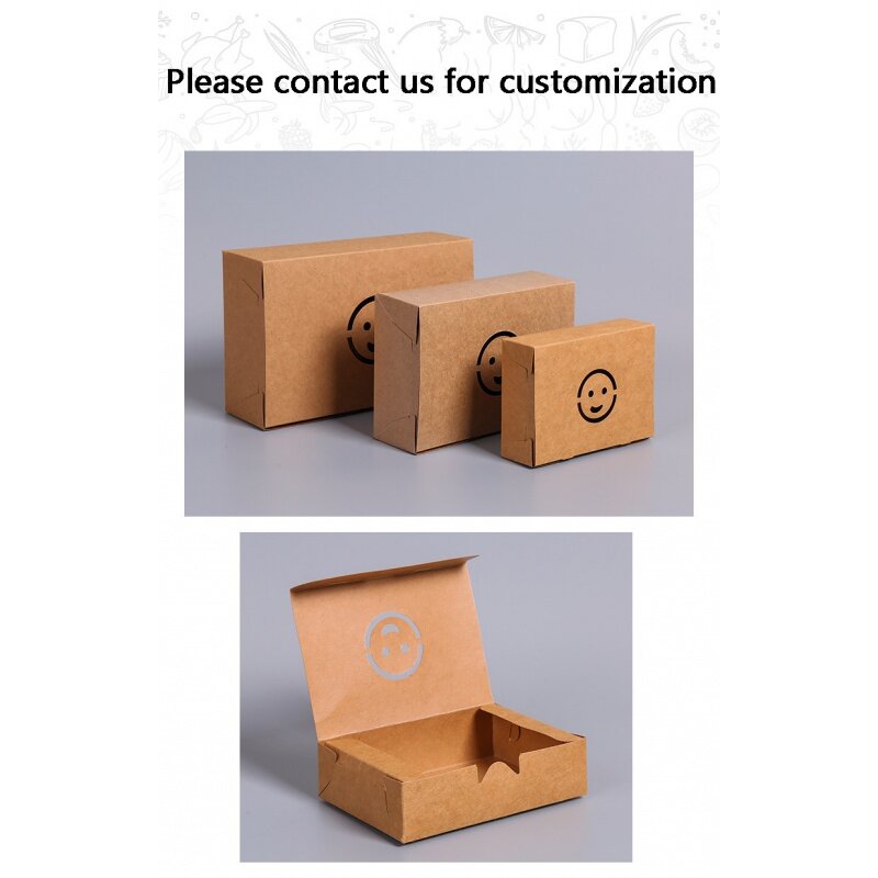 กล่องใส่อาหารไก่ทอดกล่องอาหารแซนวิชกล่องใส่เบอร์เกอร์คราฟท์ทรงสี่เหลี่ยมออกแบบได้ตามต้องการ