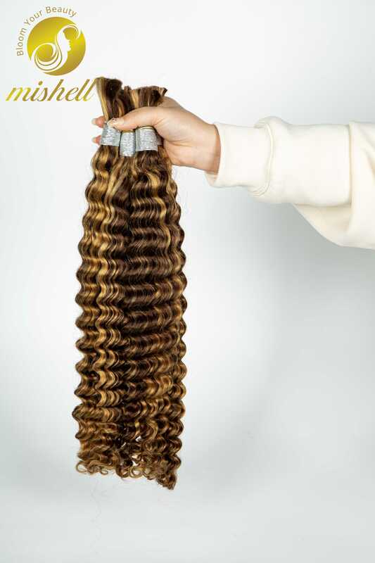 Highlight Ombre Human Hair Bulk 26 28Inch Deep Wave Human Hair for Braiding Unprocessed No Weft 100% Vingin Hair Bulk Extensions