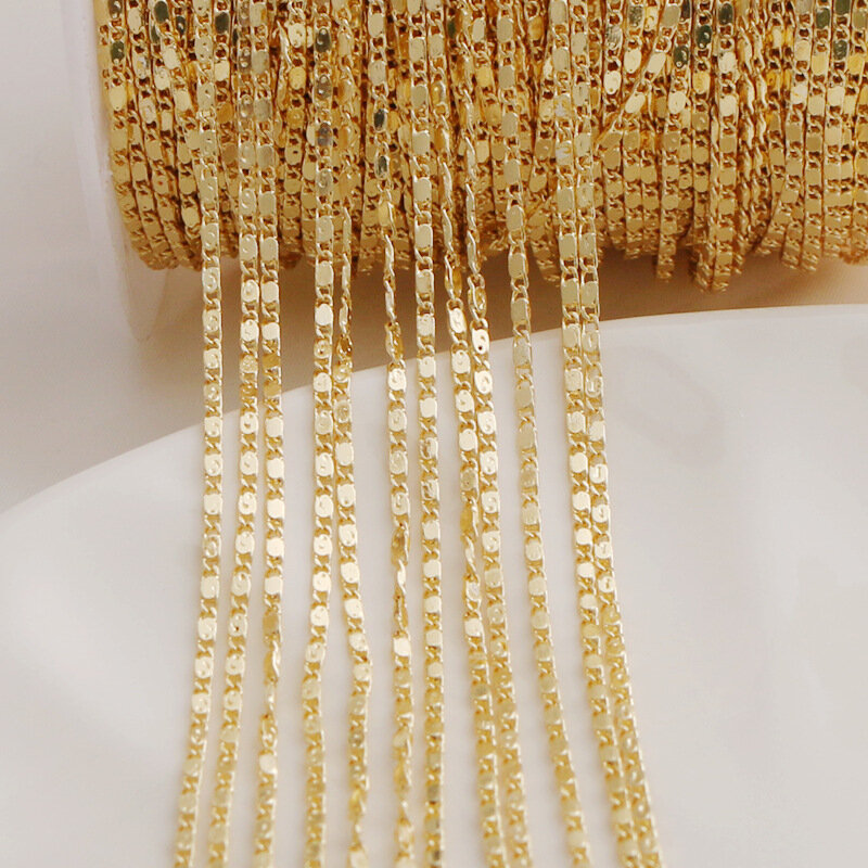 WT-BC210 WKT 18K Ingot emas rantai kacang dan bibir desain dapat dibuat untuk Kalung Gelang dan DIY Perhiasan Aksesoris