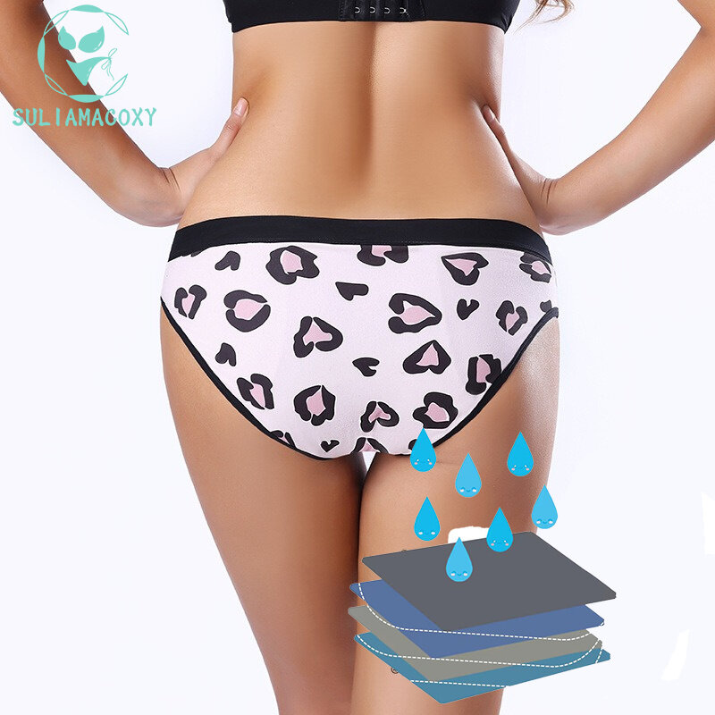 Girls Printed Period Underwear Bottom File 4 Layers of Leakproof Breathable Free Sanitary Napkins Menstrual Panties