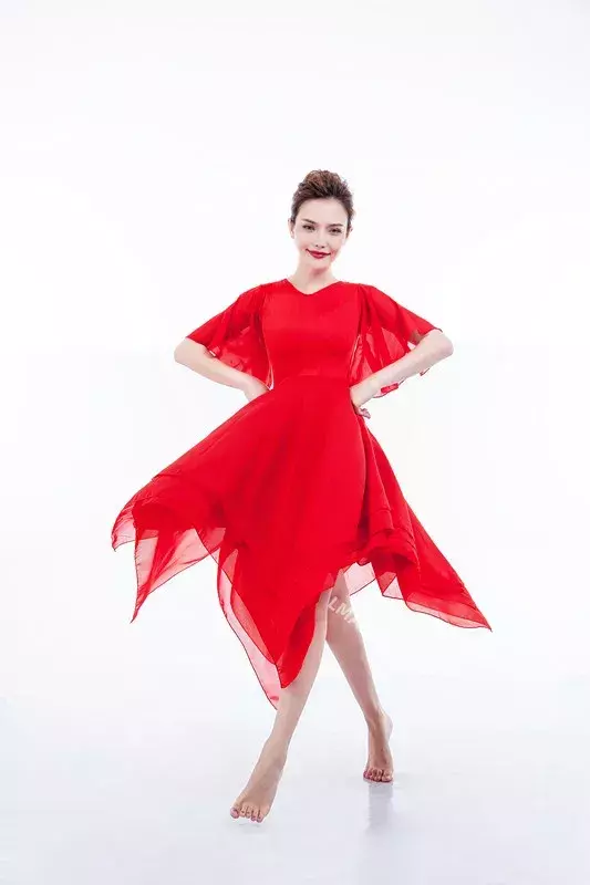 ชุดเดรสบัลเล่ต์ยาวสำหรับเด็กผู้หญิงชุดเต้นรำร่วมสมัยสำหรับผู้ใหญ่ชุดบัลเลต์แบบคลาสสิกสีขาวแดง