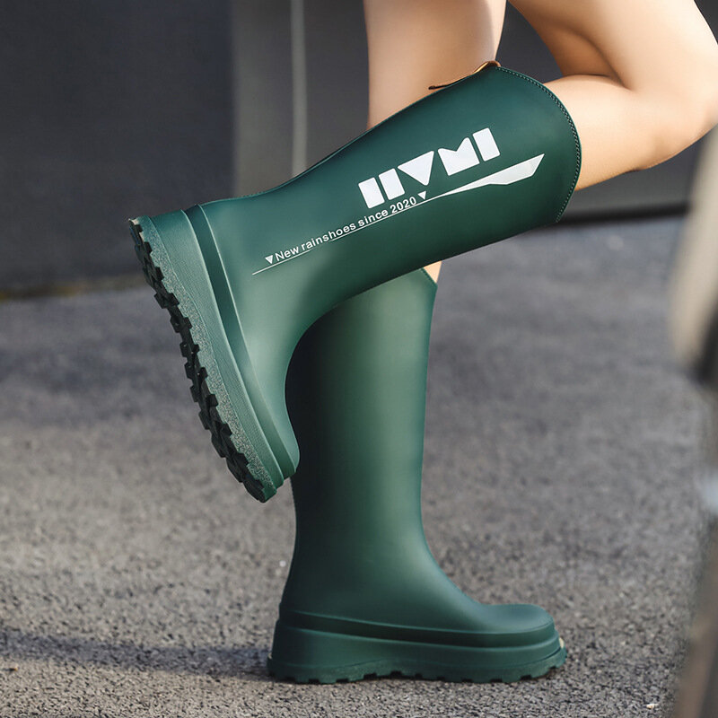 Women's Rain Boots PVC Outdoor Non-slip Tall Non-slip Rain Shoes Adult Rain Boots Color Waterproof Anti Slip Work Rubber Shoes
