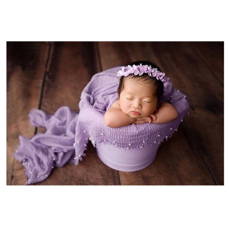 Newborn Photography Props Wraps com pérolas, algodão macio, pano de linho, cobertor para bebês, acessórios para bebês, 90x170cm, novo