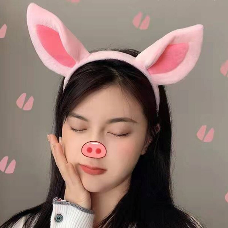 Eenvoudige Zoete Haaraccessoires Vrouwen Studenten Wassen Gezicht Haarband Little Pig Oren Hoofdbanden Pluche Cartoon Haar Drop Shipping