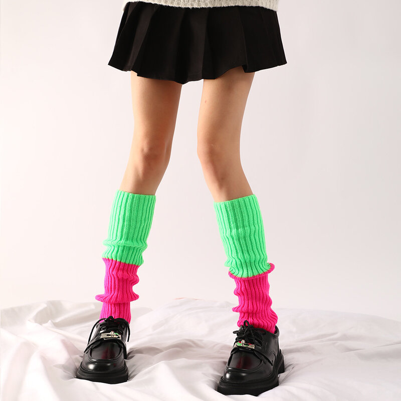 Women Japanese Lolita Sweet Leg Warmers Girls Autumn Winter Punk Stripped Long Socks Cosplay Leggings Foot Cover Dropship