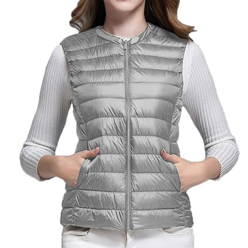 女性のためのノースリーブのふくらんでいるジャケット,白いダックダウン,超軽量,パック可能,暖かい,ライナーベスト,女性,春,冬,新しい,2023