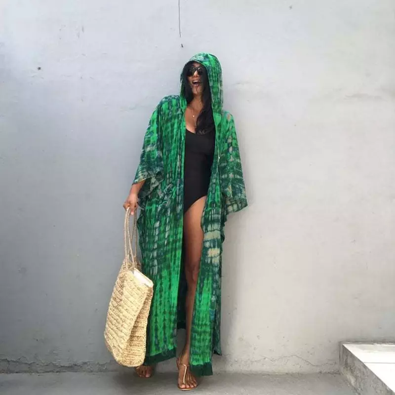 Summer Hooded Cardigan Long Sun Protection Coat Women's Exotic Ins Shawl Windbreaker Hooded Seaside Swimwear Blouse
