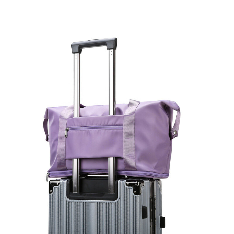 캐주얼 여행 가방 휴대용 방수 솔리드 컬러 지퍼 핸드백 학생 대용량 수하물 보관 가방 더플 백