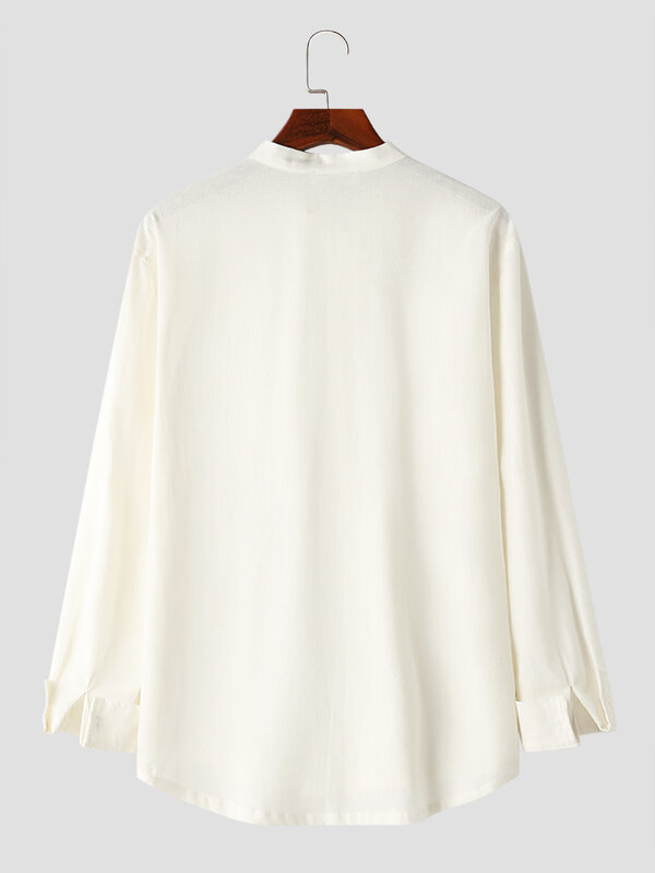 Charmkpr-Camisa de gola comprida masculina, top sólido, streetwear casual, camisa extragrande, roupa de verão, 2022