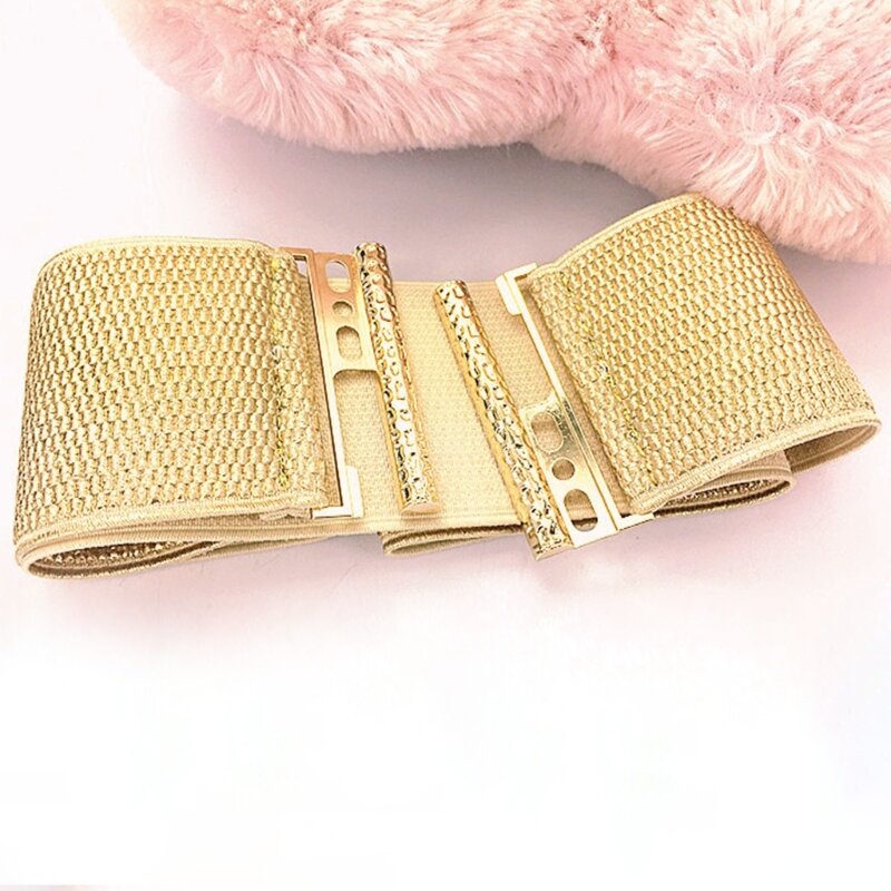 Cintura a vita larga femminile cintura elastica in oro alla moda cintura universale Waspie accessori decorativi cintura glitterata