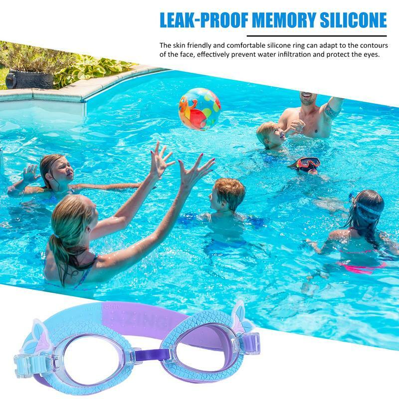 Новые водонепроницаемые детские очки для плавания милые очки для плавания для детей регулируемый ремешок силиконовые Мультяшные зеркальные очки