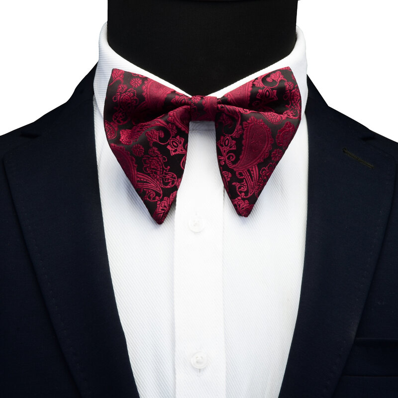 Classic Silk Paisley White Red Black Large Bow Tie for Man Bowknot Party Business Office Wedding Gift Accessories
