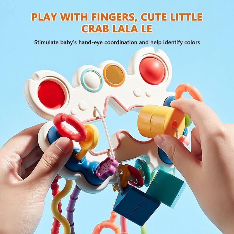 Montessori Pull String Toys Baby Sensory Toys For Early Education Food Grade Silicone Pull Teething Toys Developmental Fine