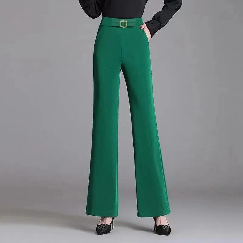 Pantalon micro évasé taille haute pour femme, robe formelle élastique, pantalon femme printemps et automne, coupe couvertes à la mode, nouveau, 2023
