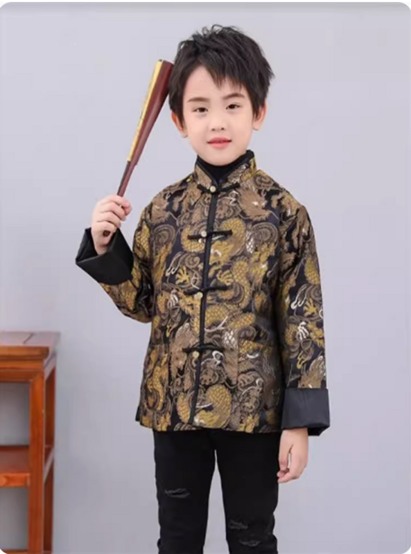 Veste de style ethnique Tang Hanfu pour garçons, printemps