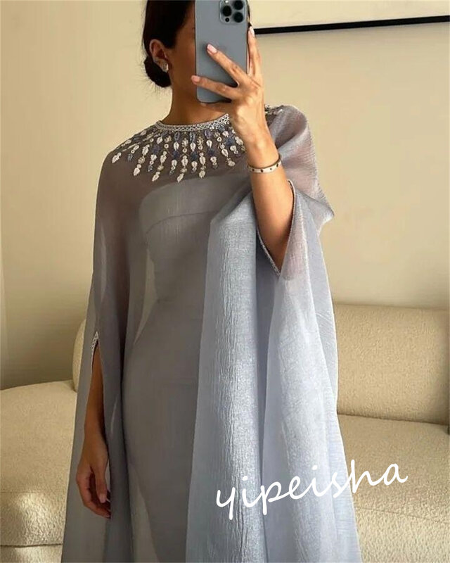 Prom Dress Saudi Arabia Organza Beading Prom Ball Gown O-Neck Bespoke Occasion Dress Floor Length