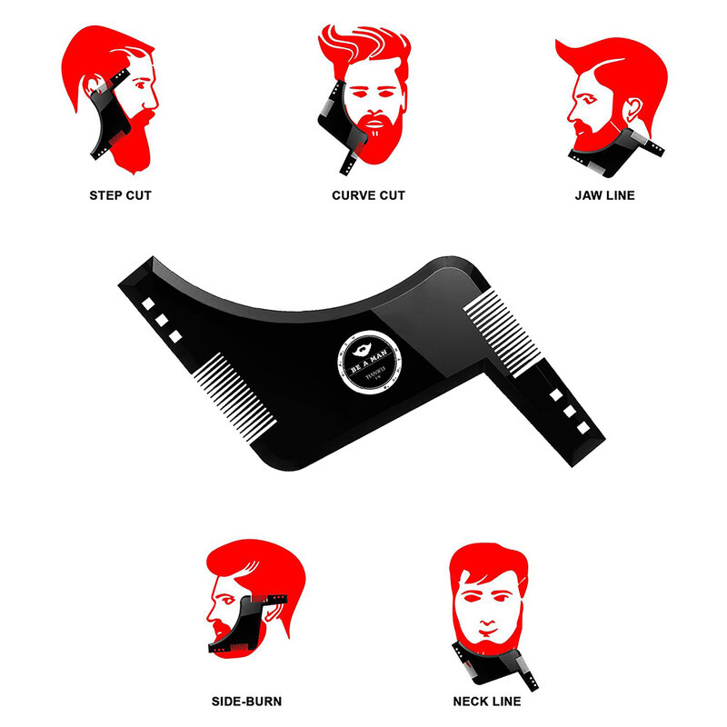 1Pc Men Beard Styling Template Stencil Beard Comb for Men Lightweight and Flexible Fits All-In-One Tool Beard Shaping Tool