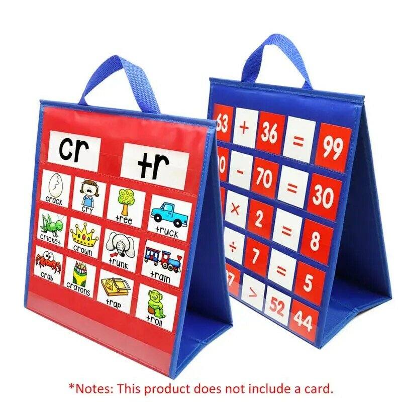 탁상 포켓 차트 교사를 위한 양면 출석 차트, 10 개의 슬롯 포켓이 있는 셀프 스탠딩 교육 포켓 차트