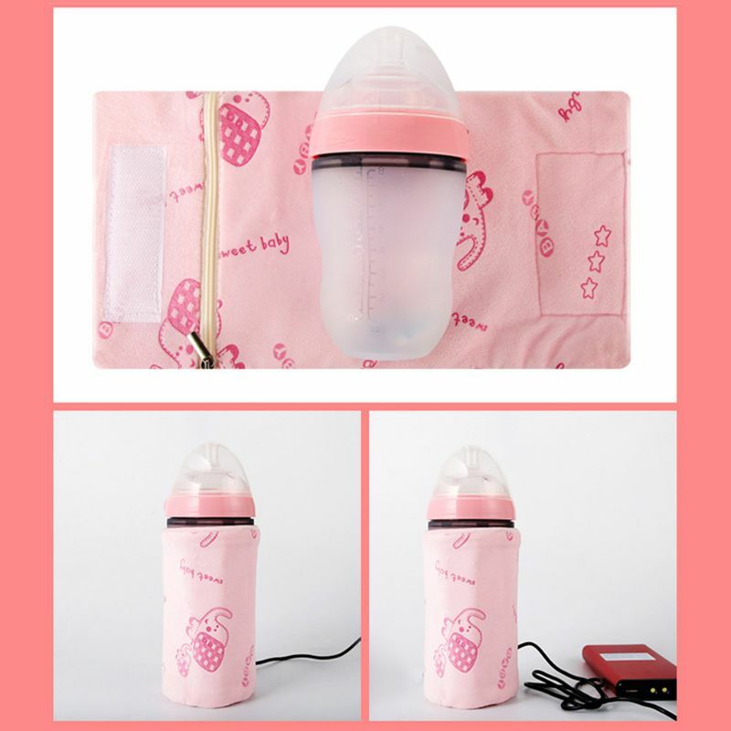 حقيبة حرارية لزجاجة الأطفال، مزودة بمنفذ USB، درجة حرارة ثابتة ذكية، طباعة كرتونية لطيفة