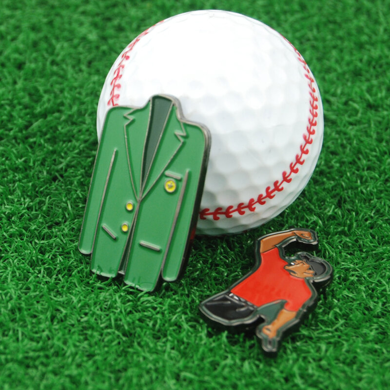 Marque de balle de golf en alliage multicolore, marqueur de veste vert tigre, marque de bois, position de balle de golf, clip de chapeau vert, accessoires de golf