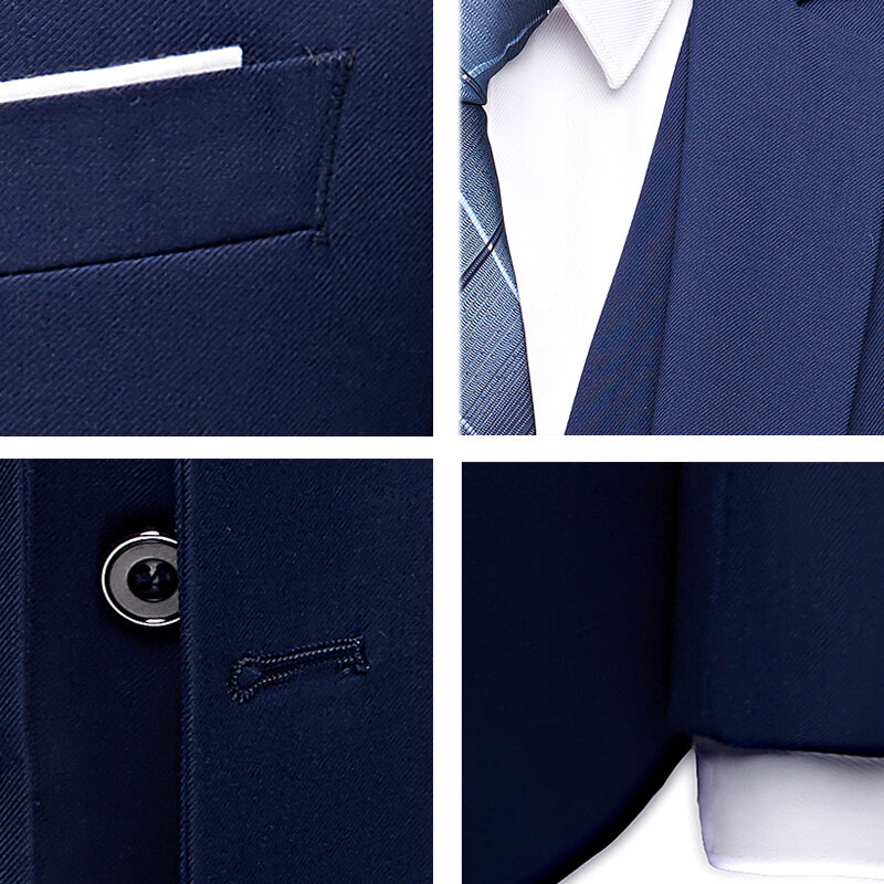 Mannen Trouwblazers 2 Pak 3 Stuks Set Elegante Luxe Full Jacket Vest Broek Ontwerp Nieuwste Business 2023 Slim Fit Jasbroek