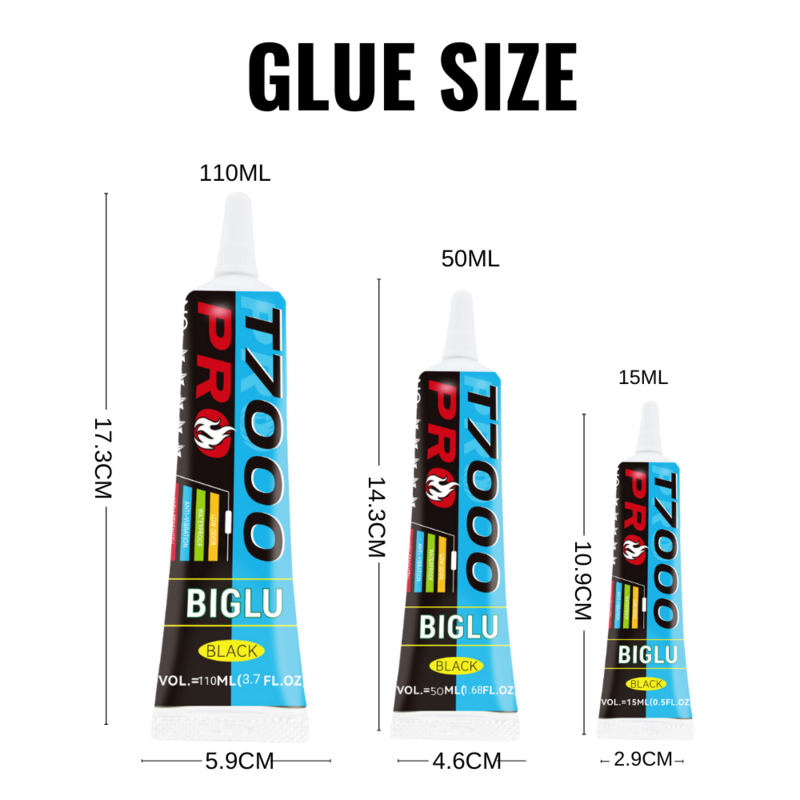BIGLU T7000 PRO Glue Black Contact Universal Shoes Lound Speaker Rubber Phone Repair Adhesive  T-7000 With Precision Applicator